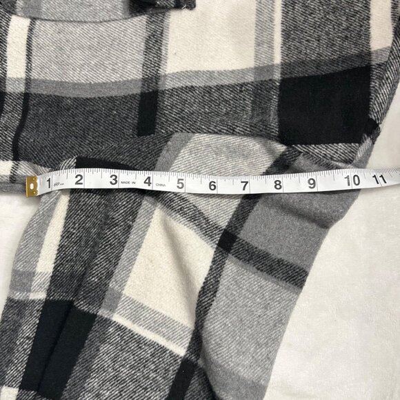 Womens Black & White Plaid Button-Up Shacket W/ Long Sleeves & Pockets Size 20W - Picture 9 of 12